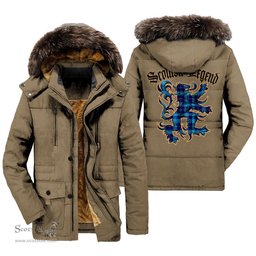 ScotsTee Shop Scottish McKerrell Clan Scottish Legend Lion Tartan Faux Fur Hooded Parka Jacket