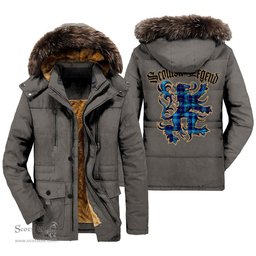 ScotsTee Shop Scottish McKerrell Clan Scottish Legend Lion Tartan Faux Fur Hooded Parka Jacket