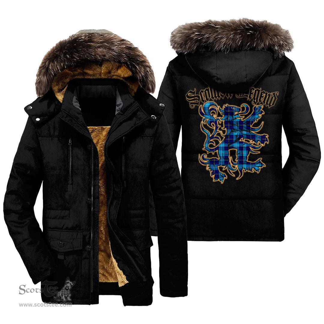 ScotsTee Shop Scottish McKerrell Clan Scottish Legend Lion Tartan Faux Fur Hooded Parka Jacket