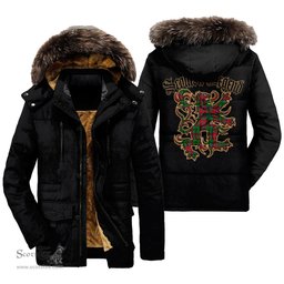 ScotsTee Shop Scottish McCulloch Clan Scottish Legend Lion Tartan Faux Fur Hooded Parka Jacket