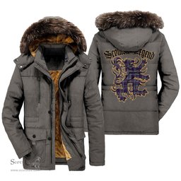 ScotsTee Shop Scottish Rcaf Clan Scottish Legend Lion Tartan Faux Fur Hooded Parka Jacket
