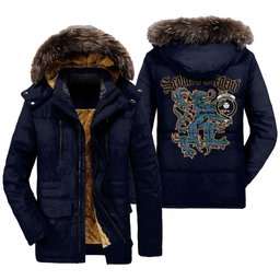 ScotsTee Shop Scottish Pitcairn Hunting Clan Crest Scottish Legend Lion Tartan Faux Fur Hooded Parka Jacket