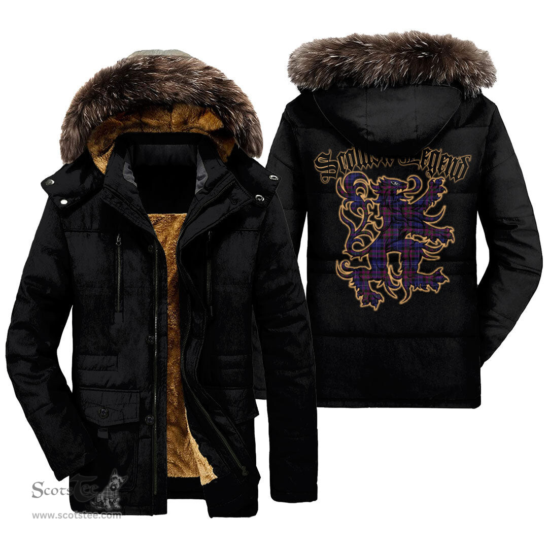 ScotsTee Shop Scottish Pride of Scotland Clan Scottish Legend Lion Tartan Faux Fur Hooded Parka Jacket