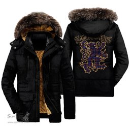 ScotsTee Shop Scottish Pride of Scotland Clan Scottish Legend Lion Tartan Faux Fur Hooded Parka Jacket
