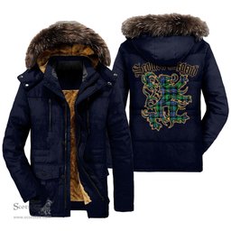 ScotsTee Shop Scottish Murray of Atholl Ancient Clan Scottish Legend Lion Tartan Faux Fur Hooded Parka Jacket
