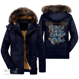 ScotsTee Shop Scottish Roberton Clan Scottish Legend Lion Tartan Faux Fur Hooded Parka Jacket