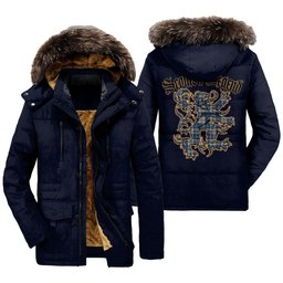 ScotsTee Shop Scottish Napier Modern Clan Scottish Legend Lion Tartan Faux Fur Hooded Parka Jacket