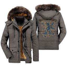 ScotsTee Shop Scottish Napier Ancient Clan Scottish Legend Lion Tartan Faux Fur Hooded Parka Jacket