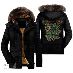 ScotsTee Shop Scottish New Mexico Clan Scottish Legend Lion Tartan Faux Fur Hooded Parka Jacket