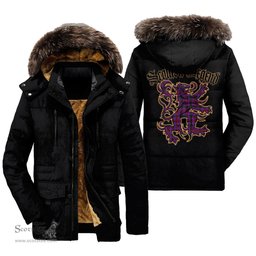 ScotsTee Shop Scottish Montgomery Modern Clan Scottish Legend Lion Tartan Faux Fur Hooded Parka Jacket