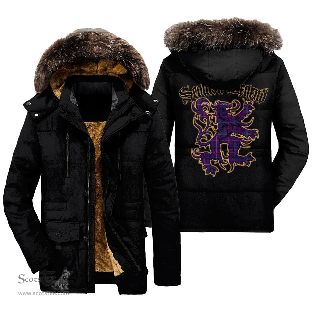 ScotsTee Shop Scottish Pride of Glencoe Clan Scottish Legend Lion Tartan Faux Fur Hooded Parka Jacket