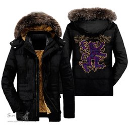 ScotsTee Shop Scottish Pride of Glencoe Clan Scottish Legend Lion Tartan Faux Fur Hooded Parka Jacket