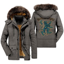 ScotsTee Shop Scottish Oliphant Ancient Clan Scottish Legend Lion Tartan Faux Fur Hooded Parka Jacket