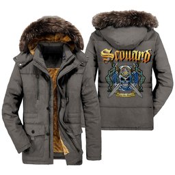 ScotsTee Shop Scottish Paisley District Clan Crest Scottish Legend Lion Tartan Faux Fur Hooded Parka Jacket