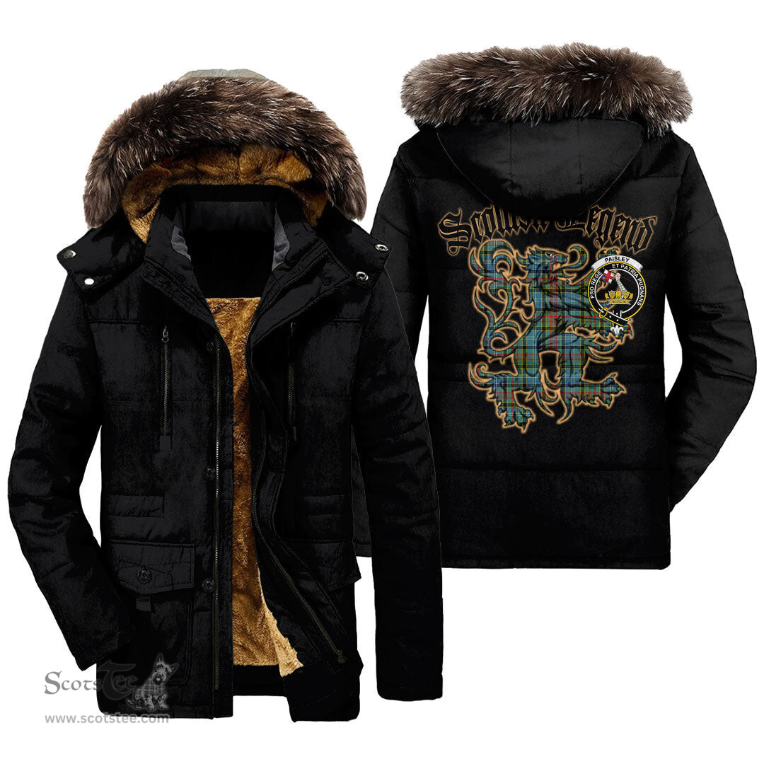 ScotsTee Shop Scottish Paisley District Clan Crest Scottish Legend Lion Tartan Faux Fur Hooded Parka Jacket