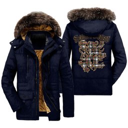 ScotsTee Shop Scottish Stewart Dress Modern Clan Scottish Legend Lion Tartan Faux Fur Hooded Parka Jacket