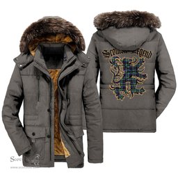 ScotsTee Shop Scottish Stevenson Clan Scottish Legend Lion Tartan Faux Fur Hooded Parka Jacket