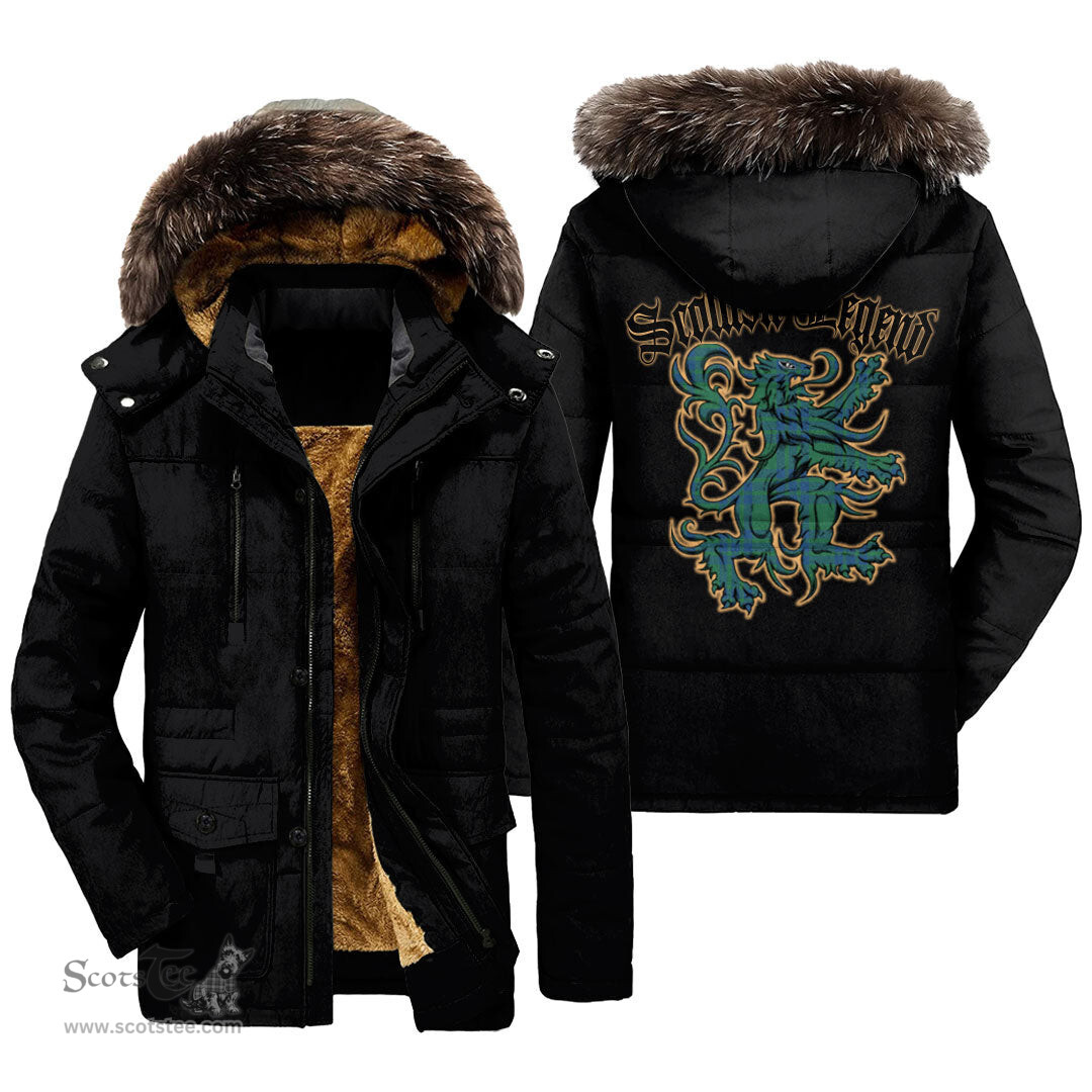 ScotsTee Shop Scottish Montgomery Ancient Clan Scottish Legend Lion Tartan Faux Fur Hooded Parka Jacket