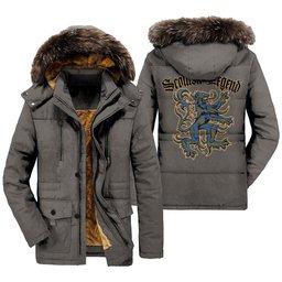 ScotsTee Shop Scottish Stewart of Appin Hunting Ancient Clan Scottish Legend Lion Tartan Faux Fur Hooded Parka Jacket