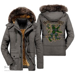 ScotsTee Shop Scottish Pringle Clan Scottish Legend Lion Tartan Faux Fur Hooded Parka Jacket