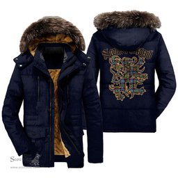 ScotsTee Shop Scottish Stirling Bannockburn District Clan Scottish Legend Lion Tartan Faux Fur Hooded Parka Jacket