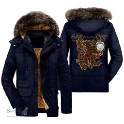 ScotsTee Shop Scottish Skene Modern Clan Crest Scottish Legend Lion Tartan Faux Fur Hooded Parka Jacket