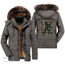 ScotsTee Shop Scottish Tweedside District Clan Scottish Legend Lion Tartan Faux Fur Hooded Parka Jacket