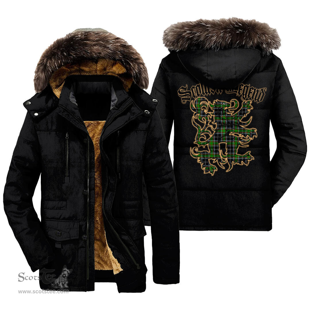 ScotsTee Shop Scottish Webster Clan Scottish Legend Lion Tartan Faux Fur Hooded Parka Jacket