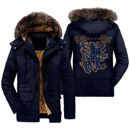 ScotsTee Shop Scottish Weir Modern Clan Scottish Legend Lion Tartan Faux Fur Hooded Parka Jacket