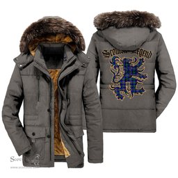 ScotsTee Shop Scottish Weir Modern Clan Scottish Legend Lion Tartan Faux Fur Hooded Parka Jacket