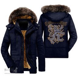 ScotsTee Shop Scottish Sir Walter Scott Clan Scottish Legend Lion Tartan Faux Fur Hooded Parka Jacket