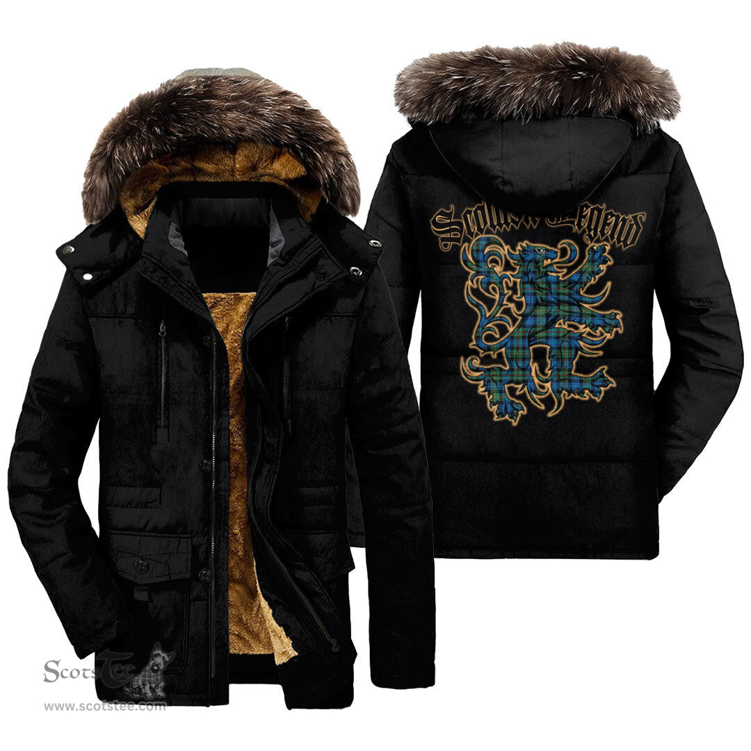 ScotsTee Shop Scottish Smith Ancient Clan Scottish Legend Lion Tartan Faux Fur Hooded Parka Jacket