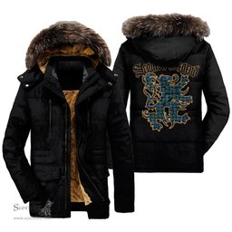 ScotsTee Shop Scottish Smith Ancient Clan Scottish Legend Lion Tartan Faux Fur Hooded Parka Jacket