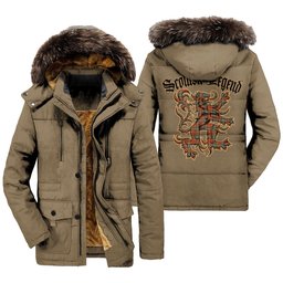 ScotsTee Shop Scottish Scott Ancient Clan Scottish Legend Lion Tartan Faux Fur Hooded Parka Jacket