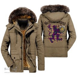 ScotsTee Shop Scottish Wardlaw Modern Clan Crest Scottish Legend Lion Tartan Faux Fur Hooded Parka Jacket