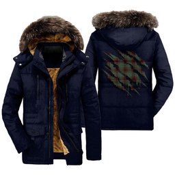 ScotsTee Shop Scottish Buchan Ancient Clan Tartan Scratch Tartan Faux Fur Hooded Parka Jacket
