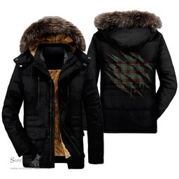 ScotsTee Shop Scottish Buchan Ancient Clan Tartan Scratch Tartan Faux Fur Hooded Parka Jacket