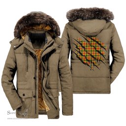 ScotsTee Shop Scottish Baxter Clan Tartan Scratch Tartan Faux Fur Hooded Parka Jacket