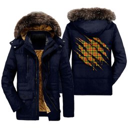 ScotsTee Shop Scottish Baxter Clan Tartan Scratch Tartan Faux Fur Hooded Parka Jacket