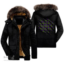 ScotsTee Shop Scottish Ayrshire District Clan Tartan Scratch Tartan Faux Fur Hooded Parka Jacket
