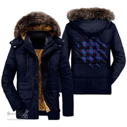 ScotsTee Shop Scottish Angus Modern Clan Tartan Scratch Tartan Faux Fur Hooded Parka Jacket