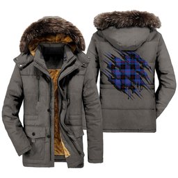 ScotsTee Shop Scottish Angus Modern Clan Tartan Scratch Tartan Faux Fur Hooded Parka Jacket