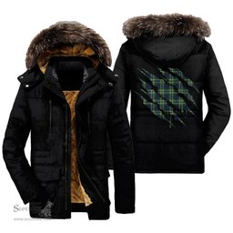 ScotsTee Shop Scottish Blyth Clan Tartan Scratch Tartan Faux Fur Hooded Parka Jacket
