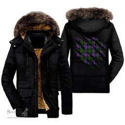 ScotsTee Shop Scottish Blair Modern Clan Tartan Scratch Tartan Faux Fur Hooded Parka Jacket