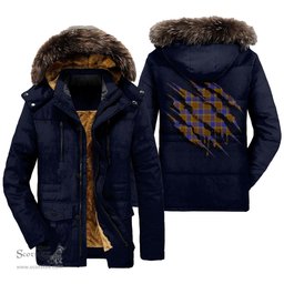 ScotsTee Shop Scottish Balfour Modern Clan Tartan Scratch Tartan Faux Fur Hooded Parka Jacket