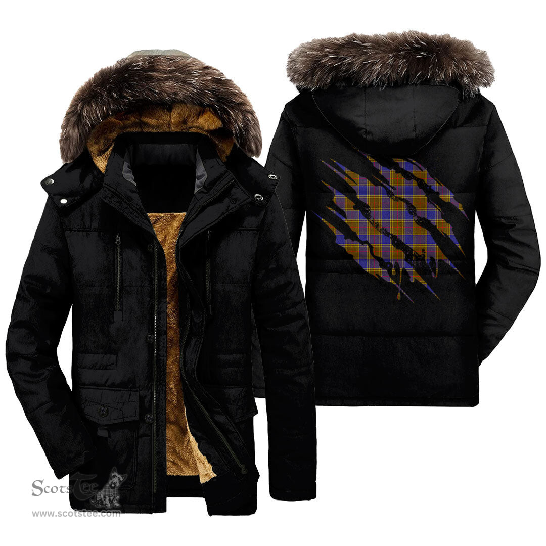 ScotsTee Shop Scottish Balfour Modern Clan Tartan Scratch Tartan Faux Fur Hooded Parka Jacket
