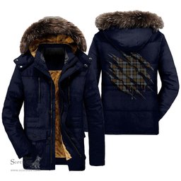 ScotsTee Shop Scottish BlackWatch Weathered Clan Tartan Scratch Tartan Faux Fur Hooded Parka Jacket