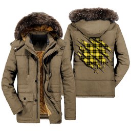 ScotsTee Shop Scottish Barclay Dress Modern Clan Tartan Scratch Tartan Faux Fur Hooded Parka Jacket
