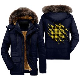 ScotsTee Shop Scottish Barclay Dress Modern Clan Tartan Scratch Tartan Faux Fur Hooded Parka Jacket