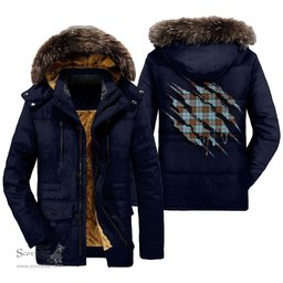ScotsTee Shop Scottish Anderson Ancient Clan Tartan Scratch Tartan Faux Fur Hooded Parka Jacket